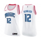 Women's Nike Orlando Magic #12 Dwight Howard Swingman White Pink Fashion NBA Jersey
