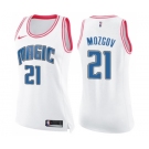 Women's Nike Orlando Magic #21 Timofey Mozgov Swingman White Pink Fashion NBA Jersey