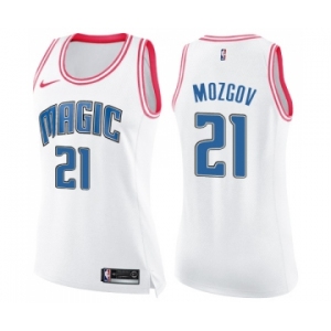 Women's Nike Orlando Magic #21 Timofey Mozgov Swingman White Pink Fashion NBA Jersey