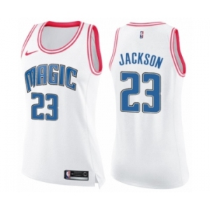 Women's Nike Orlando Magic #23 Justin Jackson Swingman White Pink Fashion NBA Jersey