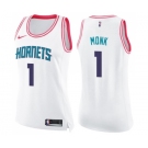 Women's Nike Charlotte Hornets #1 Malik Monk Swingman White Pink Fashion NBA Jersey