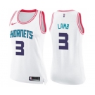 Women's Nike Charlotte Hornets #3 Jeremy Lamb Swingman White Pink Fashion NBA Jersey