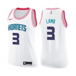 Women's Nike Charlotte Hornets #3 Jeremy Lamb Swingman White Pink Fashion NBA Jersey