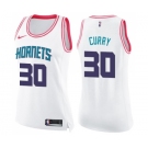 Women's Nike Charlotte Hornets #30 Dell Curry Swingman White Pink Fashion NBA Jersey