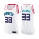 Women's Nike Charlotte Hornets #33 Alonzo Mourning Swingman White Pink Fashion NBA Jersey