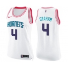 Women's Nike Charlotte Hornets #4 Devonte Graham Swingman White Pink Fashion NBA Jersey