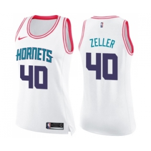 Women's Nike Charlotte Hornets #40 Cody Zeller Swingman White Pink Fashion NBA Jersey