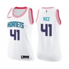 Women's Nike Charlotte Hornets #41 Glen Rice Swingman White Pink Fashion NBA Jersey