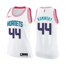 Women's Nike Charlotte Hornets #44 Frank Kaminsky Swingman White Pink Fashion NBA Jersey