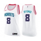 Women's Nike Charlotte Hornets #8 Bismack Biyombo Swingman White Pink Fashion NBA Jersey