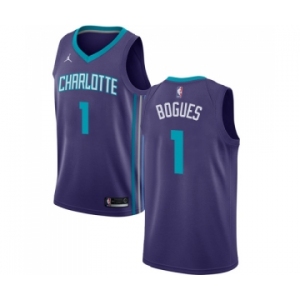 Women's Nike Jordan Charlotte Hornets #1 Muggsy Bogues Swingman Purple NBA Jersey Statement Edition