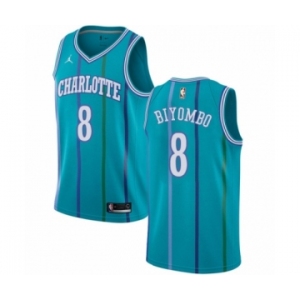 Women's Nike Jordan Charlotte Hornets #8 Bismack Biyombo Authentic Aqua Hardwood Classics NBA Jersey