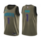 Youth Nike Charlotte Hornets #1 Malik Monk Swingman Green Salute to Service NBA Jersey