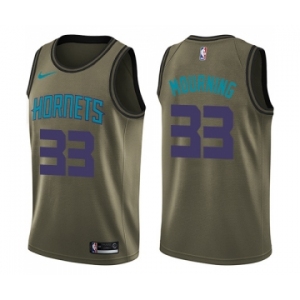 Youth Nike Charlotte Hornets #33 Alonzo Mourning Swingman Green Salute to Service NBA Jersey