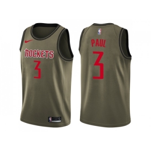 Men Nike Houston Rockets #3 Chris Paul Green Salute to Service NBA Swingman Jerse