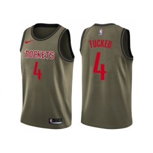 Men Nike Houston Rockets #4 PJ Tucker Green Salute to Service NBA Swingman Jersey
