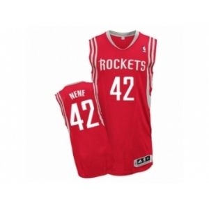 Men's Adidas Houston Rockets #42 Nene Authentic Red Road NBA Jersey