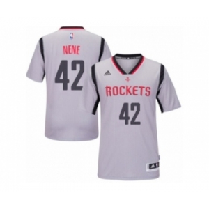 Men's Adidas Houston Rockets #42 Nene Swingman Grey Alternate NBA Jersey