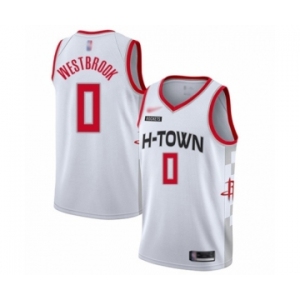 Men's Houston Rockets #0 Russell Westbrook Authentic White Basketball Jersey - 2019-20 City Edition