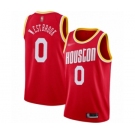 Men's Houston Rockets #0 Russell Westbrook Swingman Red Hardwood Classics Finished Basketball Jersey