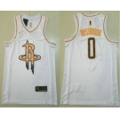 Men's Houston Rockets #0 Russell Westbrook White Golden Nike Swingman Stitched NBA Jersey