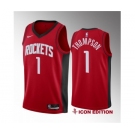 Men's Houston Rockets #1 Amen Thompson Red 2023 Draft Swingman Icon Edition Stitched Basketball Jersey