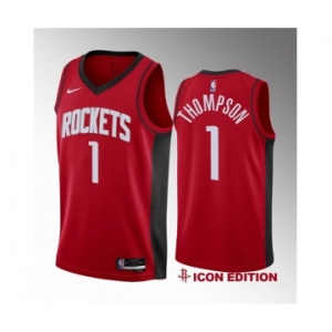 Men's Houston Rockets #1 Amen Thompson Red 2023 Draft Swingman Icon Edition Stitched Basketball Jersey