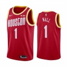 Men's Houston Rockets #1 Wall Swingman Red Hardwood Classics Finished Basketball Jersey