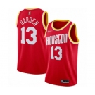 Men's Houston Rockets #13 James Harden Authentic Red Hardwood Classics Finished Basketball Jersey