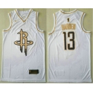 Men's Houston Rockets #13 James Harden White Golden Nike Swingman Stitched NBA Jersey