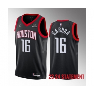 Men's Houston Rockets #16 Usman Garuba Black 2023 Statement Edition Stitched Basketball Jersey