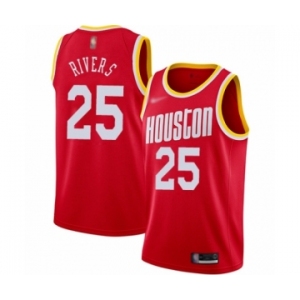 Men's Houston Rockets #25 Austin Rivers Authentic Red Hardwood Classics Finished Basketball Jersey