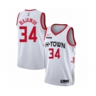 Men's Houston Rockets #34 Hakeem Olajuwon Authentic White Basketball Jersey - 2019-20 City Edition