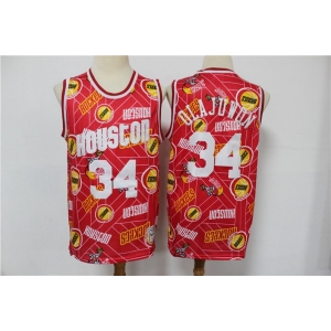 Men's Houston Rockets #34 Hakeem Olajuwon Red Tear Up Pack Mitchell & Ness Swingman Jeresy