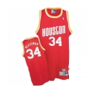 Men's Mitchell and Ness Houston Rockets #34 Hakeem Olajuwon Authentic Red Throwback NBA Jersey