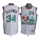 Men's Mitchell and Ness Houston Rockets #34 Hakeem Olajuwon Swingman White 1996 All Star Throwback NBA Jersey