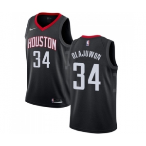 Men's Nike Houston Rockets #34 Hakeem Olajuwon Swingman Black Alternate NBA Jersey Statement Edition