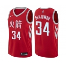 Men's Nike Houston Rockets #34 Hakeem Olajuwon Swingman Red NBA Jersey - City Edition