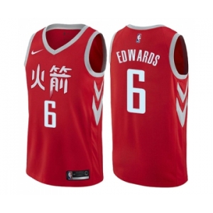 Men's Nike Houston Rockets #6 Vincent Edwards Swingman Red NBA Jersey - City Edition