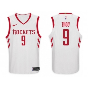 Nike NBA Houston Rockets #9 Zhou Qi Jersey 2017-18 New Season White Jersey