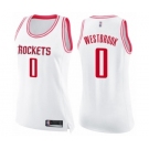 Women's Houston Rockets #0 Russell Westbrook Swingman White Pink Fashion Basketball Jersey