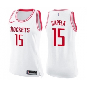 Women's Nike Houston Rockets #15 Clint Capela Swingman White Fashion NBA Jersey