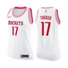 Women's Nike Houston Rockets #17 PJ Tucker Swingman White Pink Fashion NBA Jersey