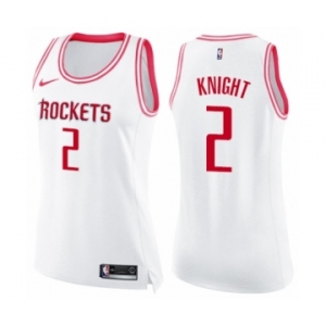 Women's Nike Houston Rockets #2 Brandon Knight Swingman White Pink Fashion NBA Jersey