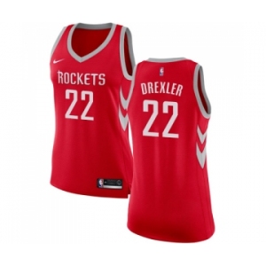 Women's Nike Houston Rockets #22 Clyde Drexler Swingman Red Road NBA Jersey - Icon Edition