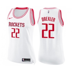 Women's Nike Houston Rockets #22 Clyde Drexler Swingman White Fashion NBA Jersey