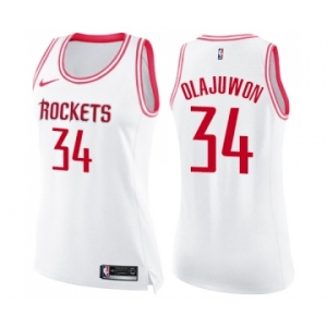 Women's Nike Houston Rockets #34 Hakeem Olajuwon Swingman White Fashion NBA Jersey