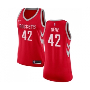 Women's Nike Houston Rockets #42 Nene Swingman Red Road NBA Jersey - Icon Edition