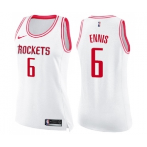 Women's Nike Houston Rockets #6 Tyler Ennis Swingman WhitePink Fashion NBA Jersey
