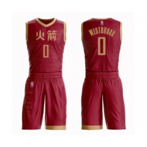 Youth Houston Rockets #0 Russell Westbrook Swingman Red Basketball Suit Jersey - City Edition